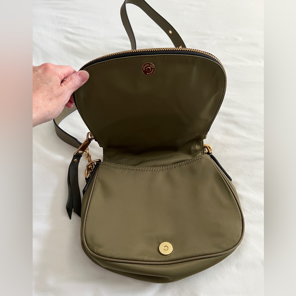 Marc Jacobs Trooper Nomad Saddlebag Olive Green Nylon Brass Hardware Crossbody - Picture 4 of 15